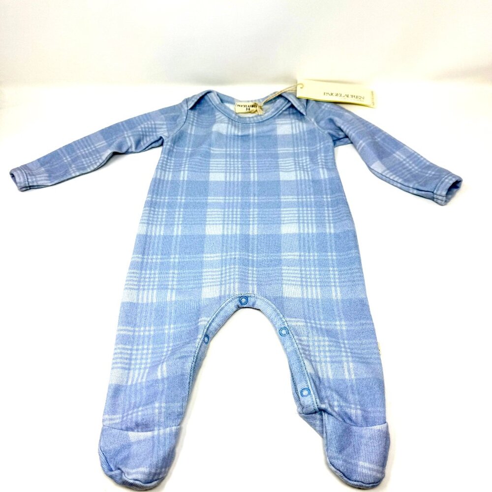 PAIGELAUREN – Baby Plaid Cotton Romper with Footies